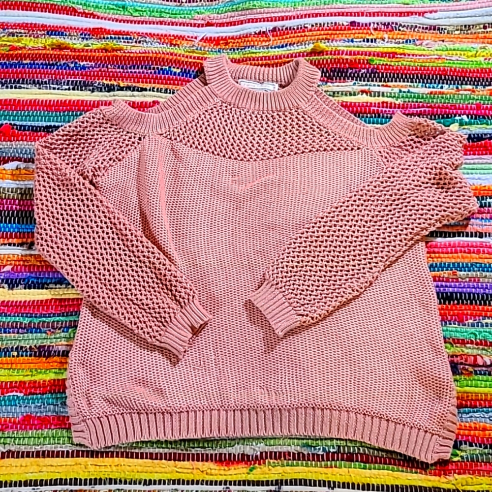 Flying Tomato Cold Shoulder Knit Sweater